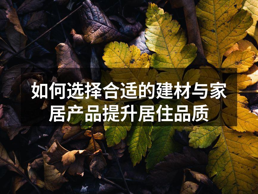 如何选择合适的建材与家居产品提升居住品质