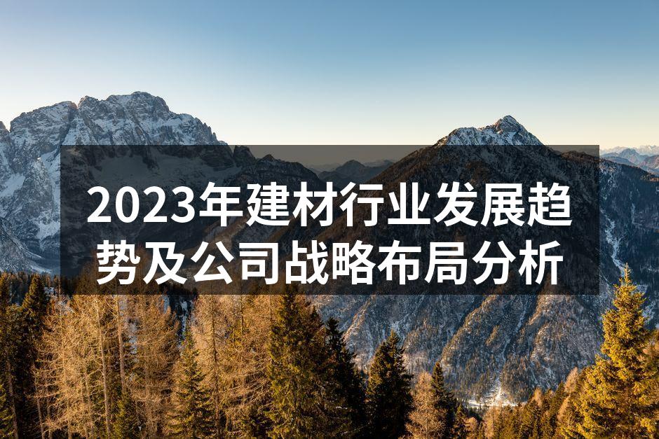2023年建材行业发展趋势及公司战略布局分析