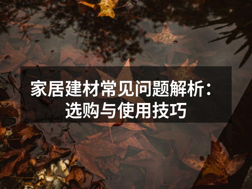家居建材的多样选择